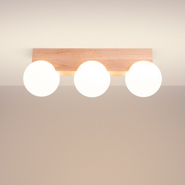 Stropna svetilka s steklenim senčilom v beli in naravni barvi ø 12 cm Solum – Sollux-image-2