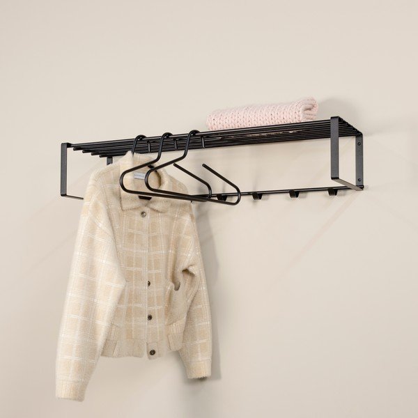 Črn kovinski stenski obešalnik s polico 100 cm Rex – Spinder Design-image-1