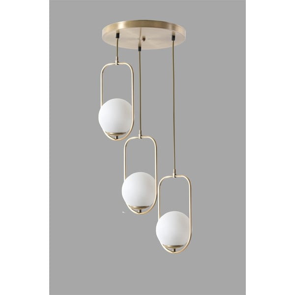 Bela/zlata viseča svetilka s steklenim senčilom ø 30 cm Ahu – Opviq lights-image-2