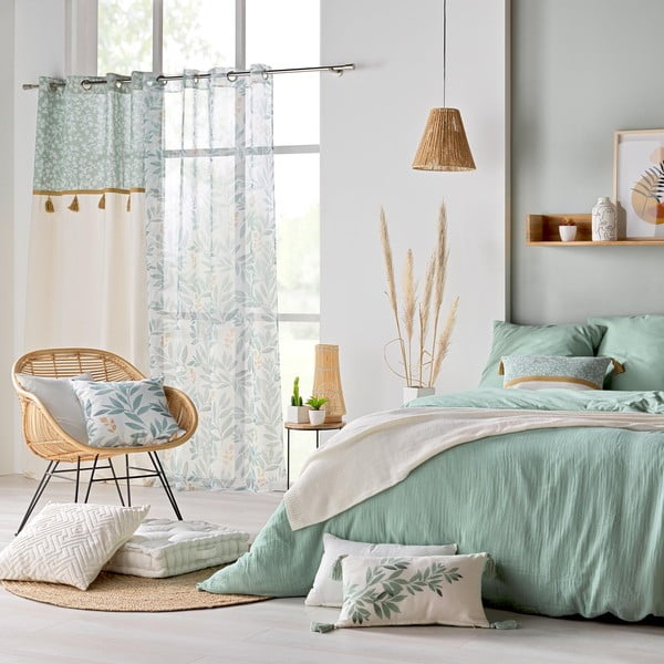 Svetlo zelena podaljšana posteljnina za zakonsko posteljo iz muslina 240x220 cm Angelia – douceur d'intérieur-image-2