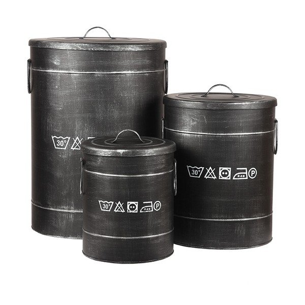 Črn kovinski koš za perilo LABEL51, ⌀ 40 cm-image-2