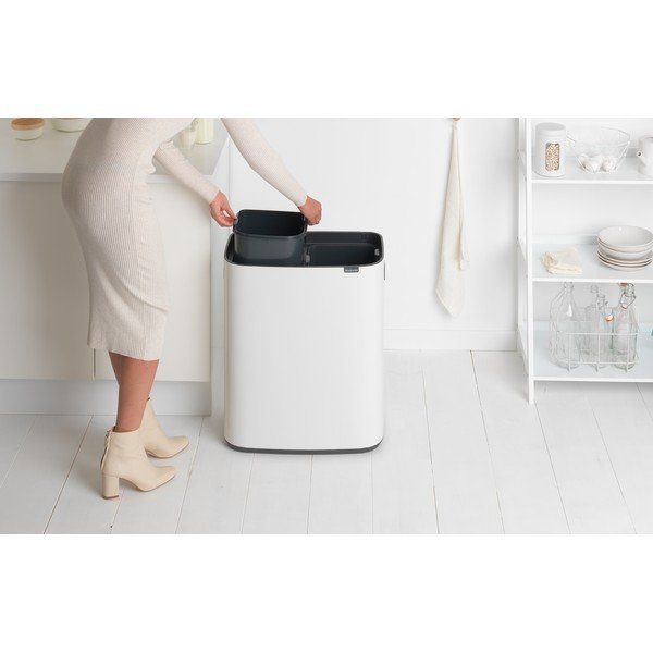 Bel jeklen koš za smeti za ločevanje odpadkov na dotik 60 l Bo Touch Bin – Brabantia-image-1