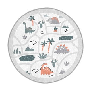 Svetlo siva pralna otroška igralna preproga ø120 cm Dino Park – Mila Home