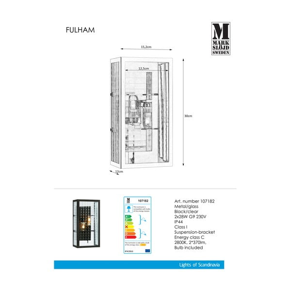 Črna stenska svetilka Markslöjd Fulham-image-2