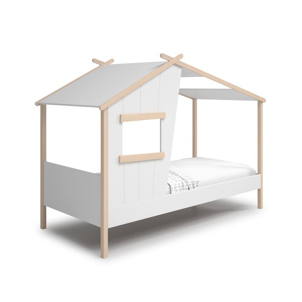 Bela otroška postelja iz masivnega bora v obliki hiške 90x190 cm Luba – Marckeric-image-2