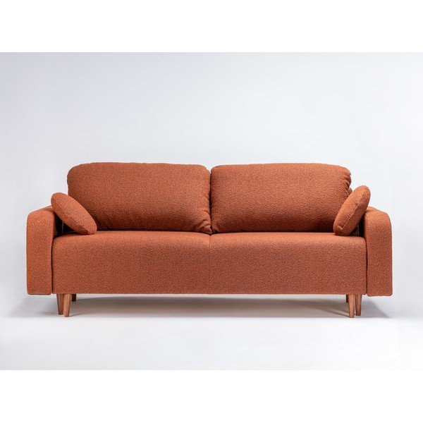 Opečnato oranžna raztegljiva sedežna garnitura iz tkanine bouclé 230 cm Trango – CustomForm-image-2