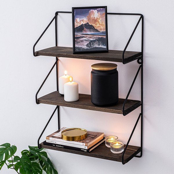 Večnivojska polica iz masivne smreke v naravni barvi 40 cm Violaceae – Kalune Design-image-1