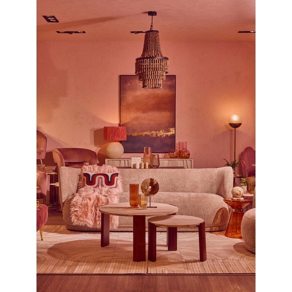 Rjava/v svetli naravni barvi okrogla klubska mizica z marmorno mizno ploščo ø 60 cm Palermo – Premier Housewares-image-2