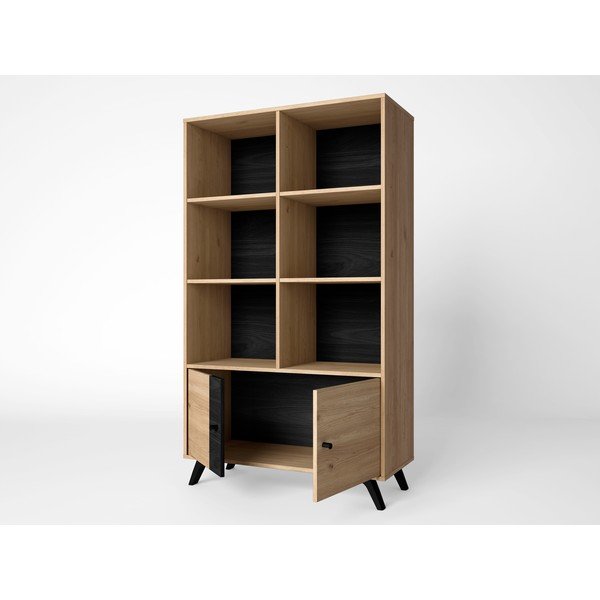 Črna knjižna omara iz hrastovega dekorja 92x160 cm Natura - Marckeric-image-1