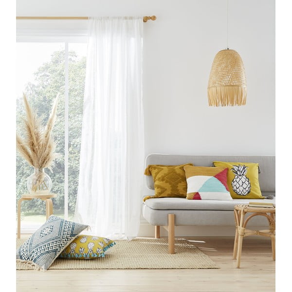 Bela prosojna zavesa iz tančice 140x183 cm Aletta – Pineapple Elephant-image-1