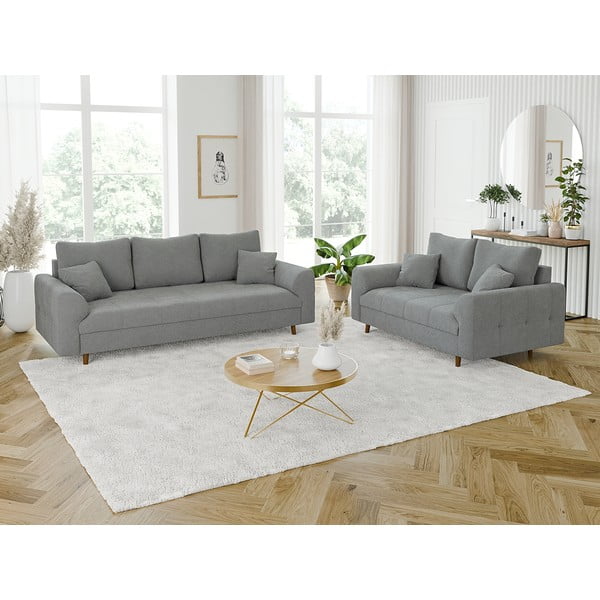 Siva sedežna garnitura iz tkanine bouclé 150 cm Ariella – Ropez-image-3