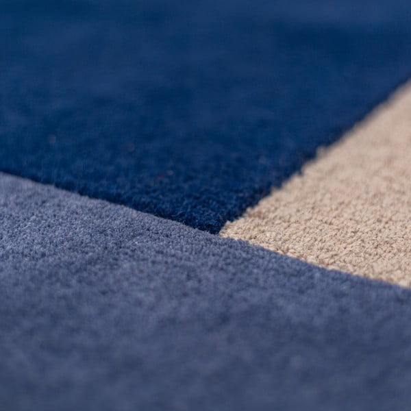 Modra ročno tkana volnena okrogla preproga ø 200 cm Mia Segment – Flair Rugs-image-4