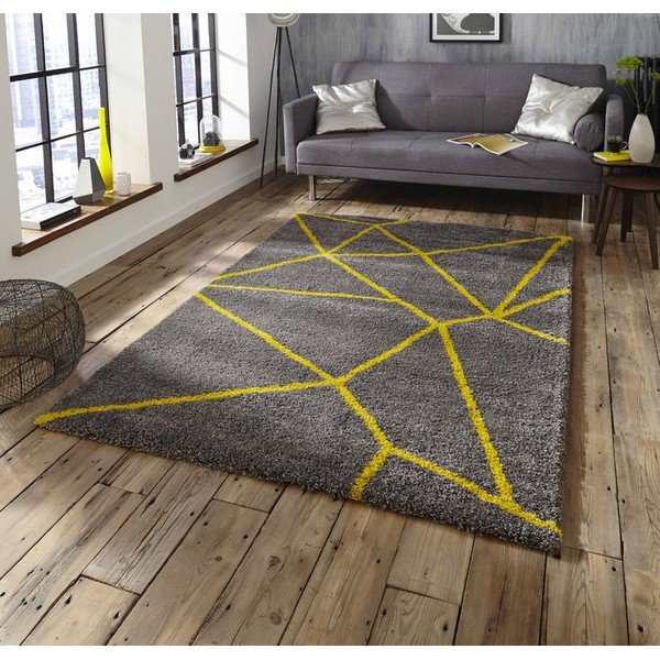 Sivo-rumena preproga Think Rugs Royal Nomadic Grey & Yellow, 120 x 170 cm-image-1
