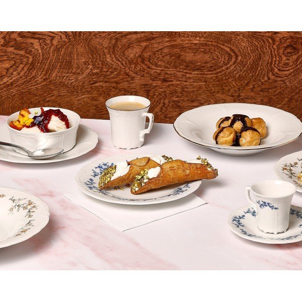 Bela/modra porcelanasta skledica 410 ml Retro – BonBistro-image-1