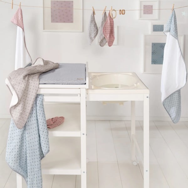 Svetlo siva bombažna otroška brisača s kapuco 80x80 cm Lil Planet - Roba-image-1