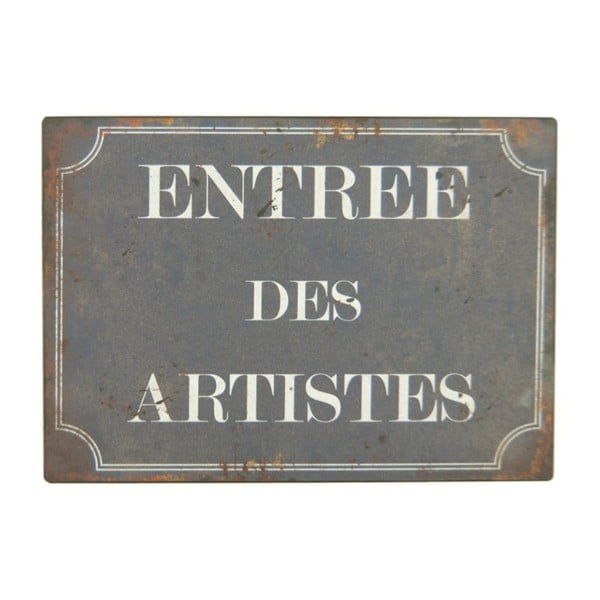 Kovinski dekorativni znak 21x15 cm Entrée des Artistes – Antic Line