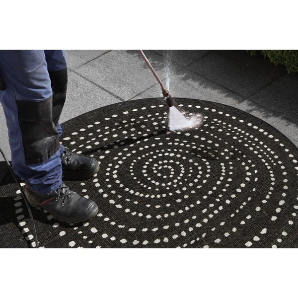 Črna zunanja preproga NORTHRUGS Bali, ø 140 cm-image-1