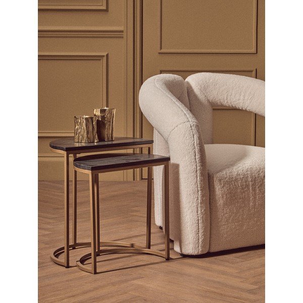 Stranske mizice v kompletu 2 ks z marmorno mizno ploščo 28x45 cm Varana – Premier Housewares-image-1