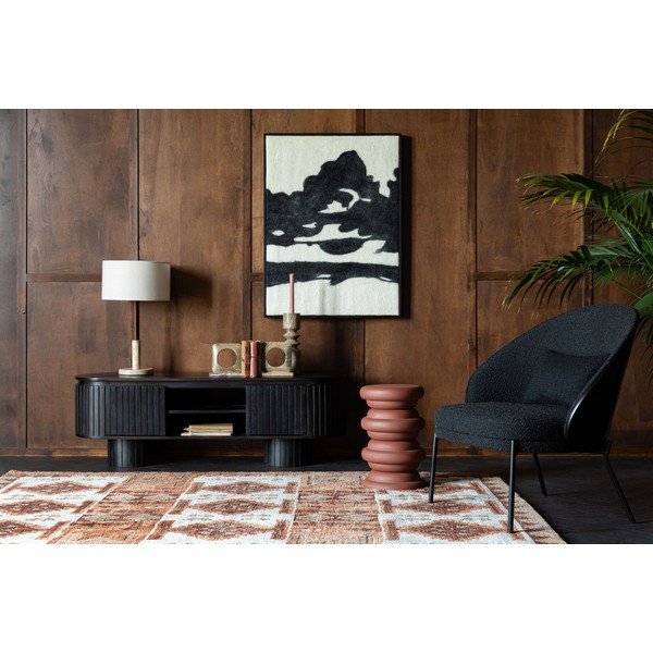 Črn fotelj iz tkanine bouclé Rodin – Dutchbone-image-1