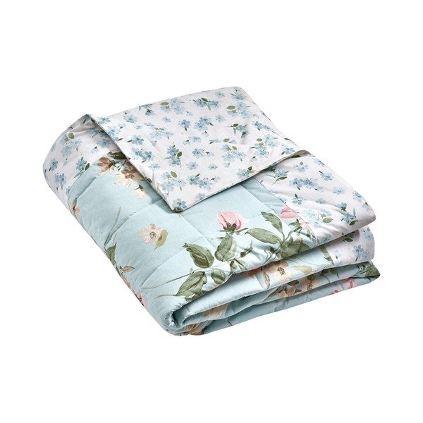 Modro prešito pregrinjalo 220x230 cm Avebury Floral – Catherine Lansfield