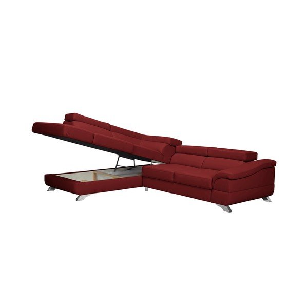 Rdeče usnje Windsor & Co Sofas Gamma raztegljiv kavč, levi kot-image-4