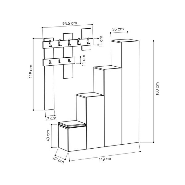 Homitis Up Komplet omarice in stenskega obešalnika Sonomo-image-2