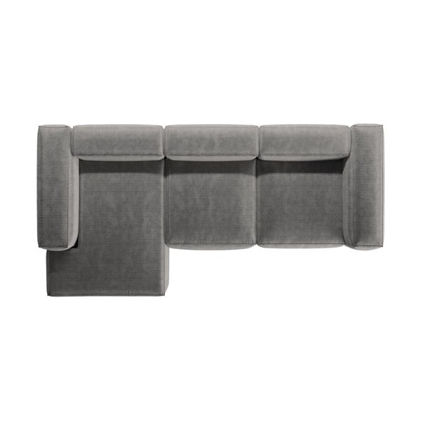 Svetlo siva kotna sedežna garnitura iz rebrastega žameta (levi kot/z ležalnikom) Bergamo – Cosmopolitan Design-image-3