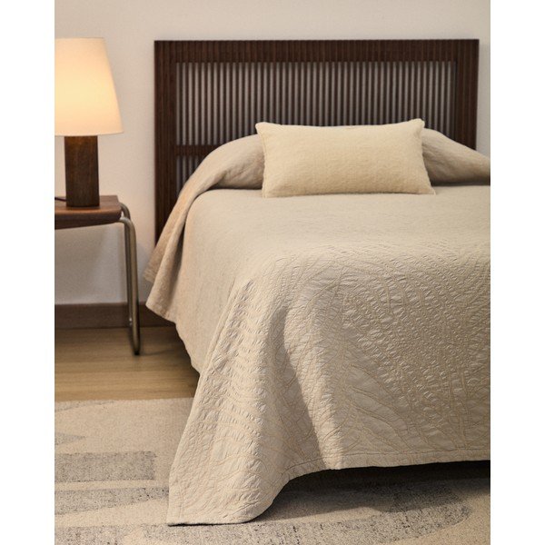 Slonokoščeno pregrinjalo iz žakarja 240x260 cm Zenti – Kave Home-image-4