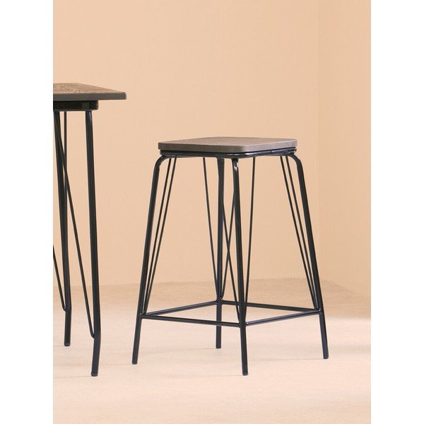 Črn/rjav stolček iz masivnega bresta District – Premier Housewares-image-3