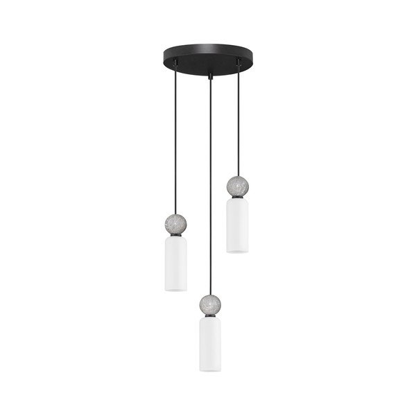 Mat črna lončena viseča svetilka s steklenim senčilom ø 25 cm Filomena – Nova Luce