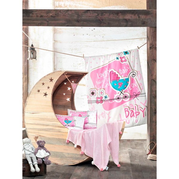 Komplet otroške posteljnine in rjuh s pleteno odejo Lovely Baby, 100x150 cm