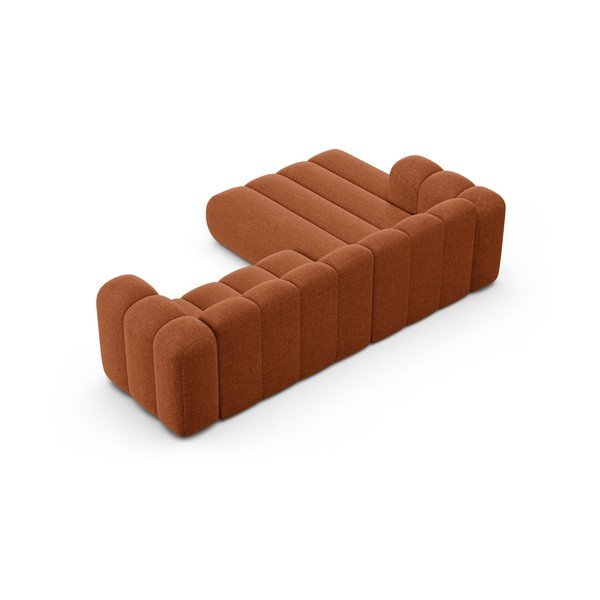 Opečnato oranžna kotna sedežna garnitura iz šenilje (levi kot/z ležalnikom) Lupine – Micadoni -image-3