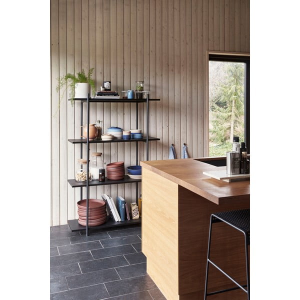 Črn regal s 4 policami iz jesenovega lesa Hübsch Norm-image-1