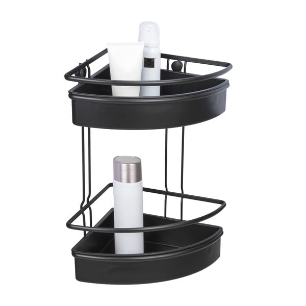 Črna kotna polica za tuš Wenko Molinella, 30 x 22 cm-image-2