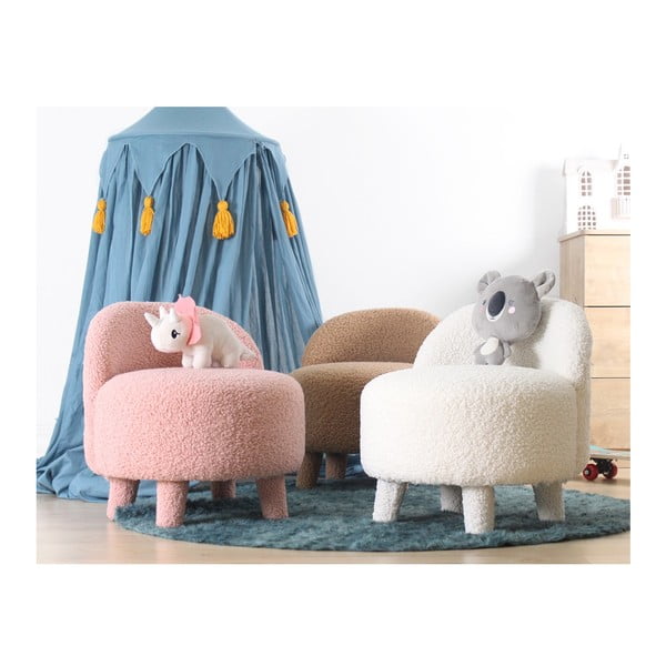 Svetlo rožnat otroški fotelj iz tkanine bouclé Moouv – Artie-image-4