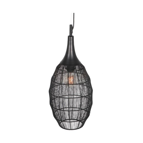 Mat črna viseča svetilka s kovinskim senčilom Soraya – Trio-image-1