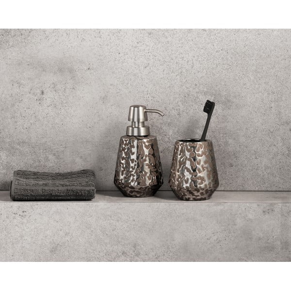 Keramičen lonček za zobne ščetke v srebrni barvi Burgos – Wenko-image-3