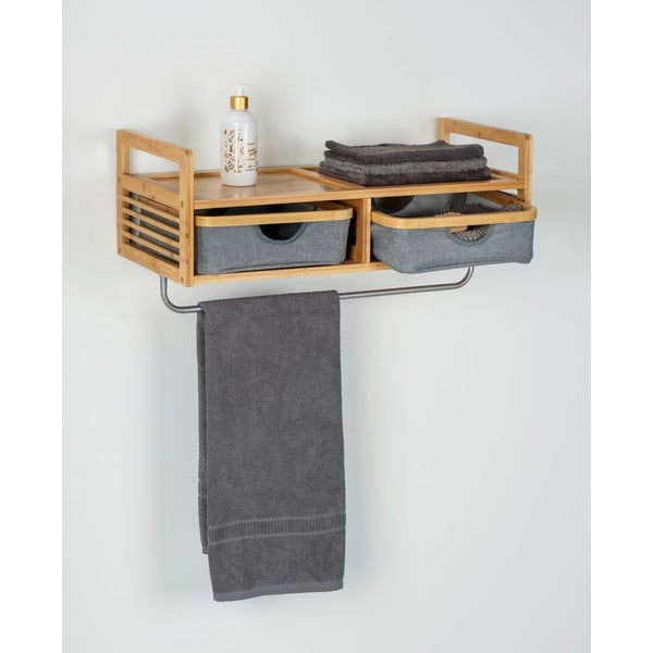 Siva bambusov stenski obešalnik s polico Bahari – Wenko-image-3