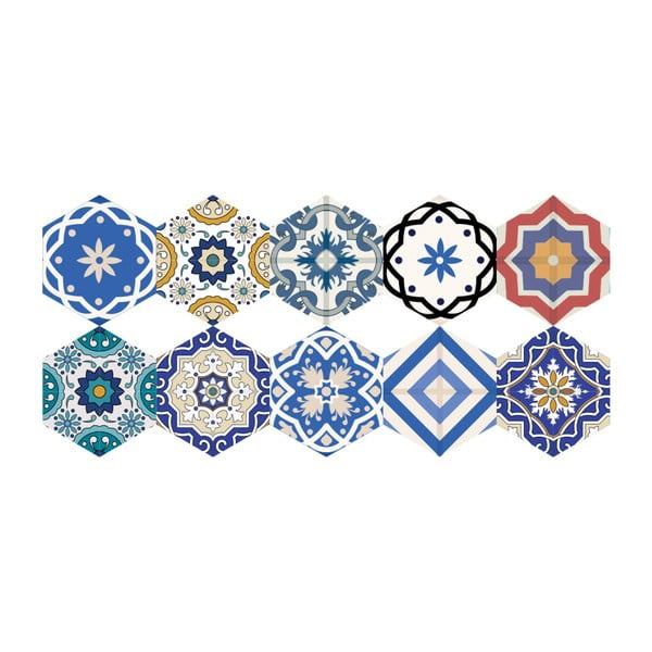 Komplet 10 talne nalepke Ambiance Hexagons Salvatore, 40 x 90 cm
