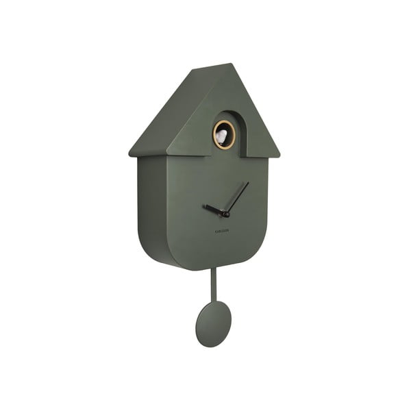 Zelena stenska ura Karlsson Modern Cuckoo, 21,5 x 41,5 cm-image-2