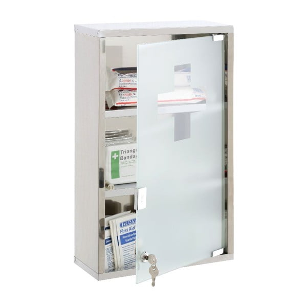 Plastična stenska omarica za zdravila v srebrni barvi 30x51 cm – Premier Housewares-image-1