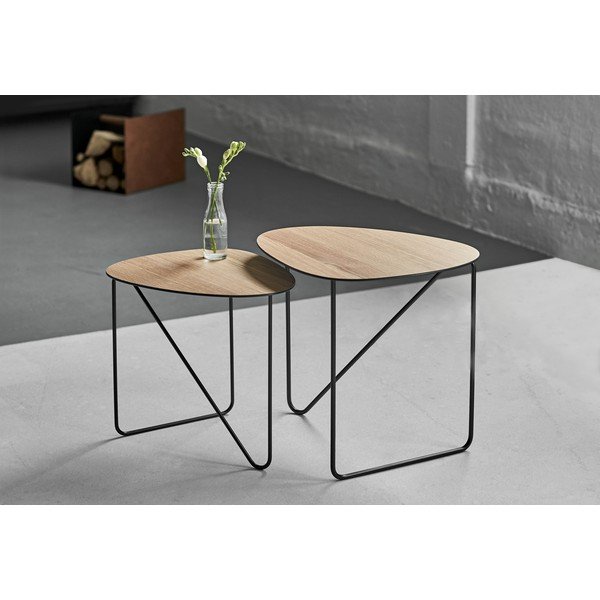 Kovinska klubska mizica v naravni barvi 37x44 cm Curve M Wood – LIND DNA-image-1