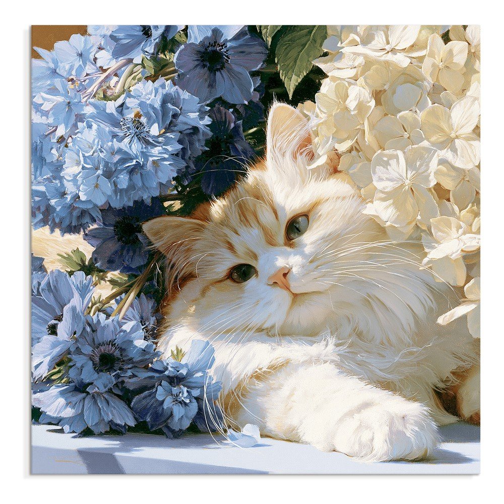 Tiskana slika na platnu 32x32 cm Floral Feline