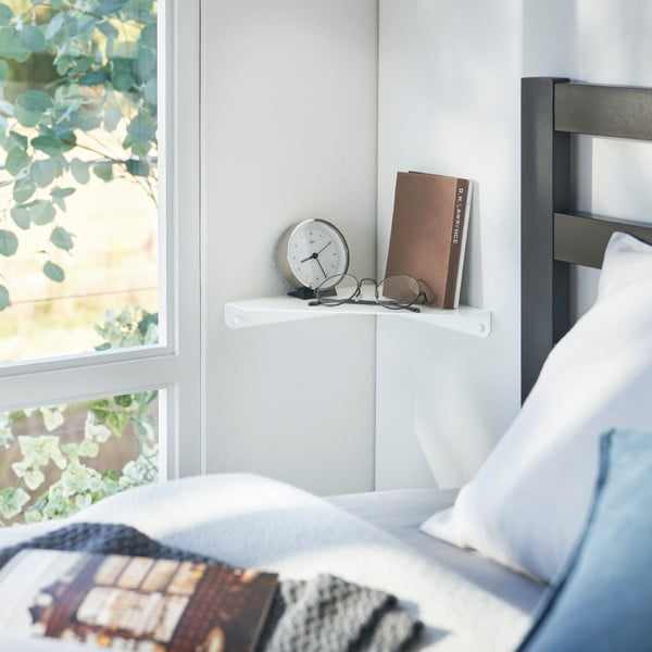 Bela kotna kovinska polica 22 cm Tower – YAMAZAKI-image-2