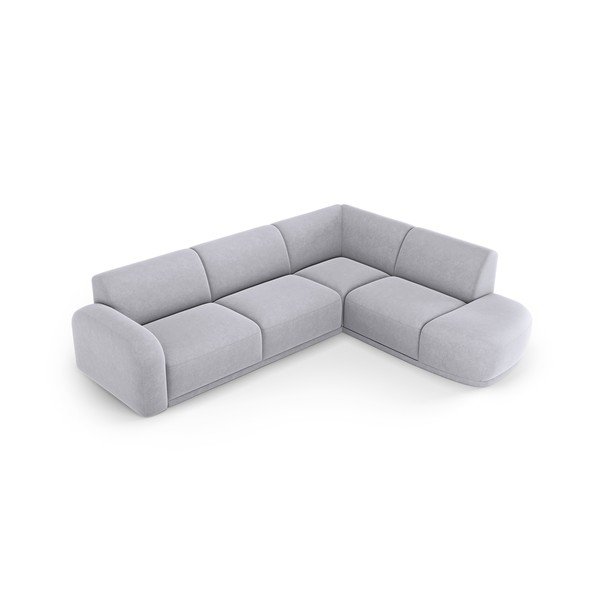 Svetlo siva žametna kotna sedežna garnitura Erin – Micadoni Home-image-3