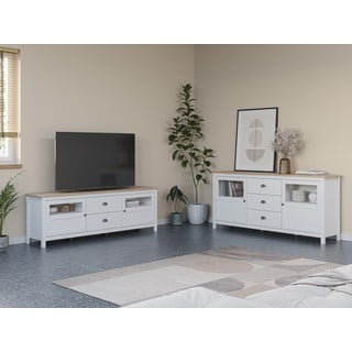 Bela nizka komoda iz masivnega bora 180x80 cm Misti – Marckeric