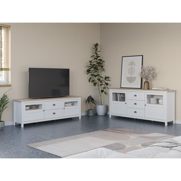 Bela TV omarica iz masivnega bora 180x59 cm Misti – Marckeric-image-1