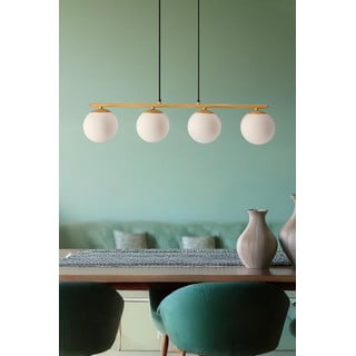 Bela/naravna viseča svetilka s steklenim senčilom Carrine – Candellux Lighting