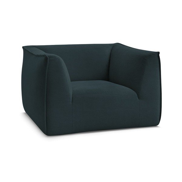 Temno moder fotelj iz rebrastega žameta Giorgia – Bobochic Paris