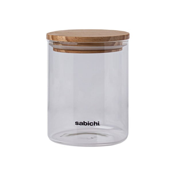 Stekleni kozarec za hrano z lesenim pokrovom Sabichi, 0,9 l